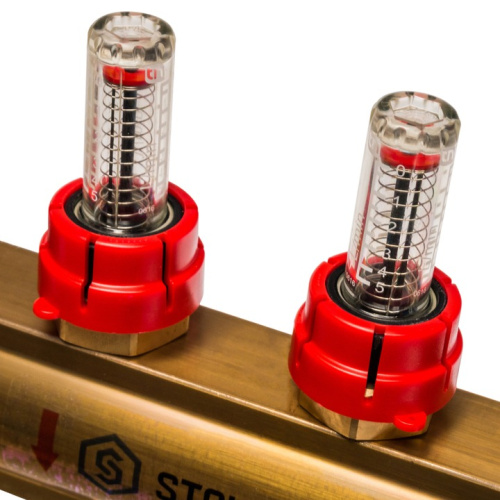 STOUT Коллектор в сборе с расходомерами 10 выходов, латунь