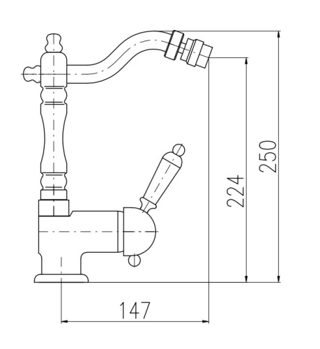 RAV SLEZAK Смеситель для биде LABE с круглым изливом (185 мм), золотой