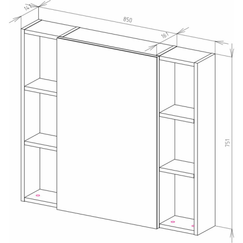 UNCORIA Зеркало-шкаф Джелла, 85 см (дуб кантенбери)