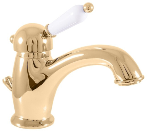 RAV SLEZAK Смеситель для раковины LABE с донным клапаном Click-Clack, 150 мм (золото)