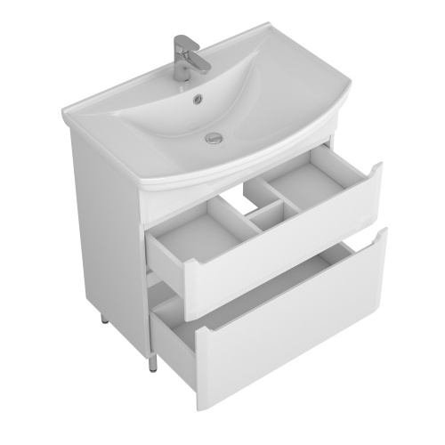 UNCORIA Тумба Делия 75  под умывальник Стиль 75, с 2мя ящиками,белая