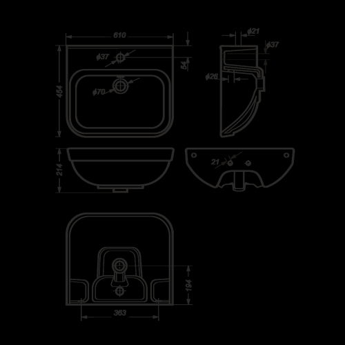 SANITA LUXE Умывальник Next, белый (61 см)