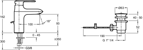 JACOB DELAFON  Смеситель для раковины KUMIN увеличенной высоты с картриджем С3
