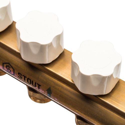 STOUT Коллектор в сборе с расходомерами 11 выходов, латунь