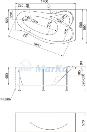 Marka One Ванна Gracia 170x100 R
