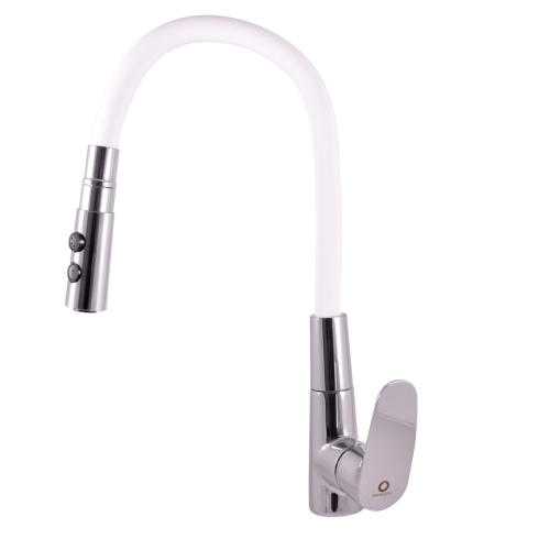 RAV SLEZAK Смеситель для кухни AMUR с флексибильным изливом и лейкой (хром/белый)