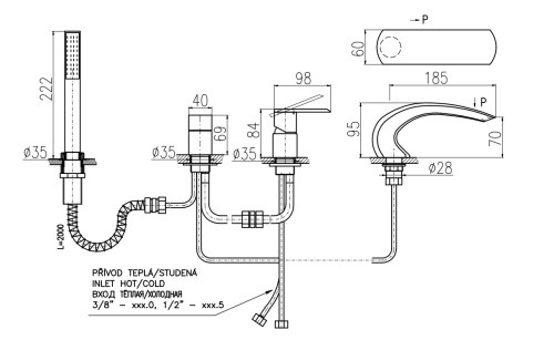 RAV SLEZAK Смеситель для ванны LOIRA на 4 отверстия