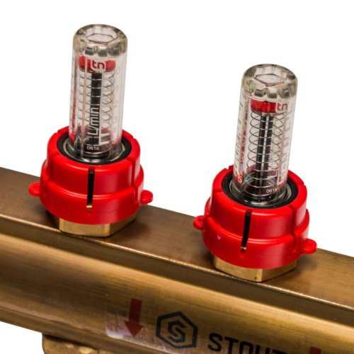 STOUT Коллектор в сборе с расходомерами 9 выходов, латунь