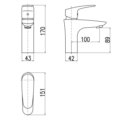 RAV SLEZAK Смеситель для раковины AMUR, высота 170 мм