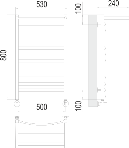 Terminus Полотенцесушитель водяной "Енисей" с полкой П10 500х800 мм