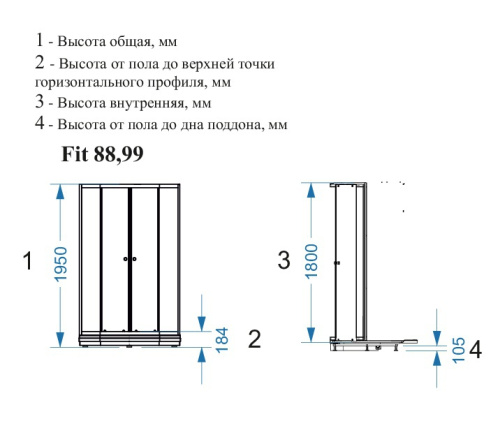 DOMANI-SPA Душевое ограждение 90*90*180 см Fit 99, матовые стекла, без поддона