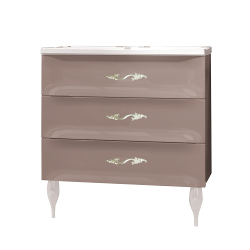 Marka One Подвесная тумба с раковиной Lumier 75Н с тремя встроенными ящиками, Cappuccino