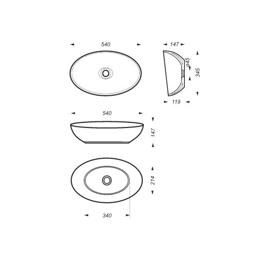 SANITA LUXE Ринго Люкс CUT 53 умывальник для столешницы, белый