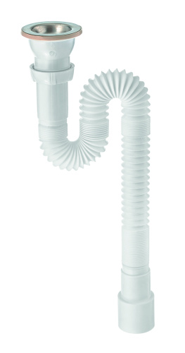 WIRQUIN Сифон гофрированный с выпуском из металла и гибкой трубой (L800 мм)