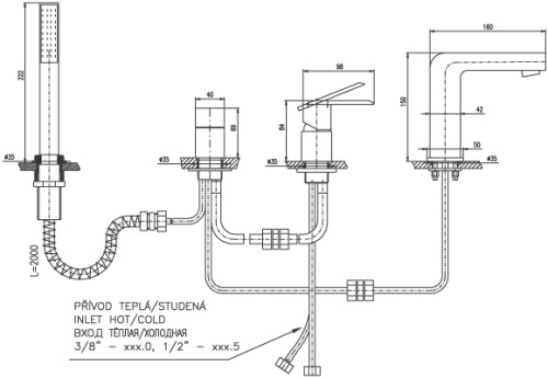 RAV SLEZAK Смеситель для ванны LOIRA на 4 отверстия