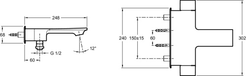 JACOB DELAFON  Смеситель для ванны/душа настенный STANCE