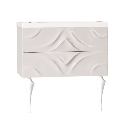 Marka One Подвесная тумба с раковиной Angel 80П, два встроенных ящика, White