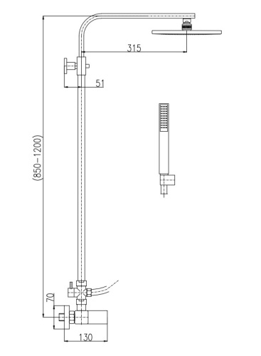 RAV SLEZAK Смеситель для душа LOIRA с телескопической штангой и верхним душем