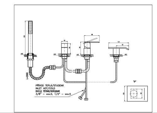RAV SLEZAK Смеситель для ванны LOIRA на 4 отверстия, золотой