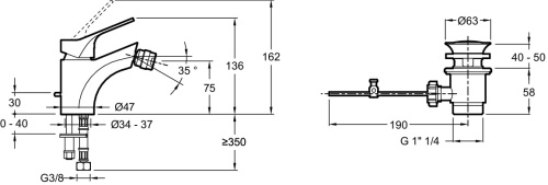 JACOB DELAFON  Смеситель для биде BRIVE