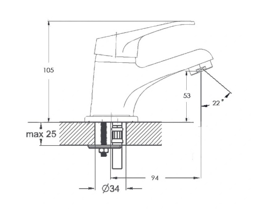 SOLONE Смеситель для умывальника LUN1-A031 (шпилька)