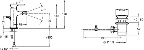 JACOB DELAFON  Смеситель для биде STRAYT, стандартная модель