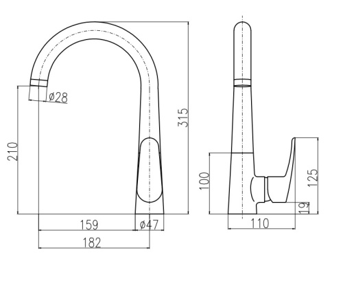 RAV SLEZAK Смеситель для кухни AMUR с поворотным изливом