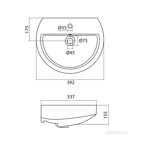 SANTEK Раковина Аллегро, 40 см
