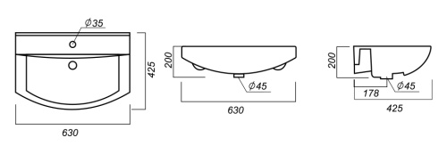 SANITA LUXE Умывальник Best мебельный, 65 см