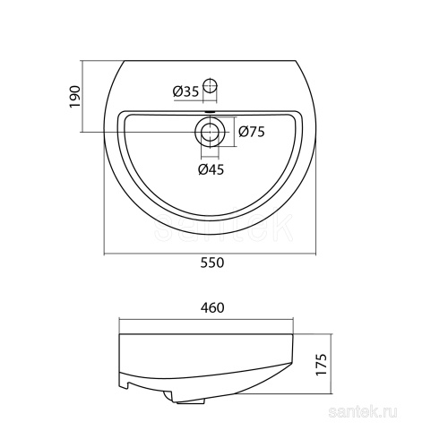 SANTEK Раковина Аллегро, 55 см