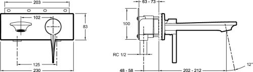 JACOB DELAFON  Смеситель для раковины настенный STANCE