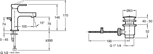 JACOB DELAFON  Смеситель для раковины STRAYT однорычажный