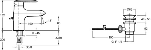 JACOB DELAFON  Смеситель для раковины KUMIN с картриджем C3