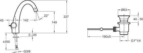 JACOB DELAFON  Смеситель для раковины ELEVATOIN двузахватный на 1 отверстие