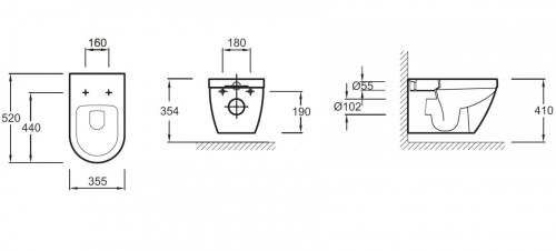 JACOB DELAFON  Комплект RODIN+ (подвесной унитаз, инсталляция, клавиша хром, сиденьем микролифт)