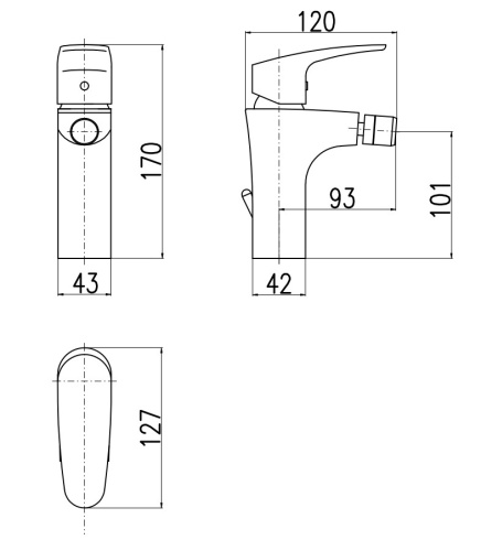 RAV SLEZAK Смеситель для биде AMUR с открыванием стока, пластмассовый