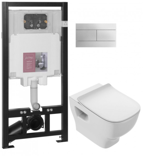 JACOB DELAFON  Комплект STRUKTURA (подвесной унитаз, инсталляция, сиденье микролифт, клавиша хром)