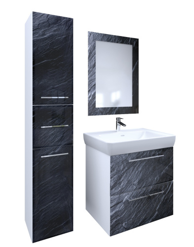 Marka One Пенал Visbaden 30П с двумя дверками и одним встроенным ящиком, Black stone R