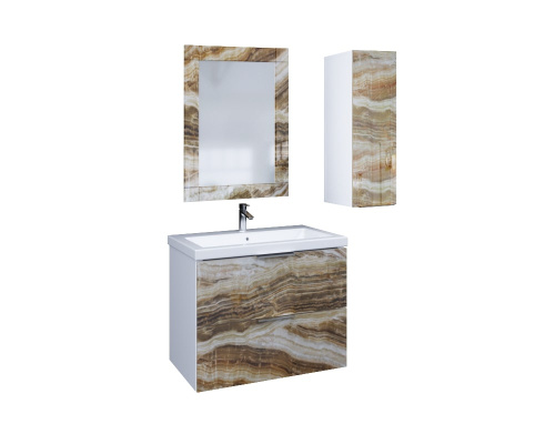 Marka One Подвесная тумба с раковиной Liriya 75П с двумя встроенными ящиками, Onyx