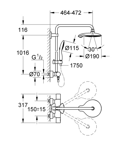 GROHE Душевая система Power&Soul System с термостатическим смесителем