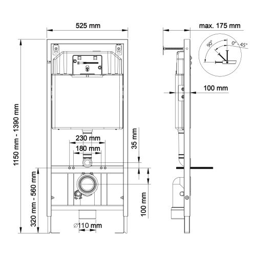 BERGES Инсталляция Novum (для скрытого монтажа унитаза, без кнопки)