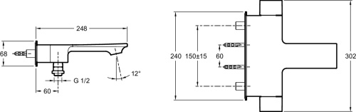 JACOB DELAFON  Смеситель для ванны/душа термостатический STANCE