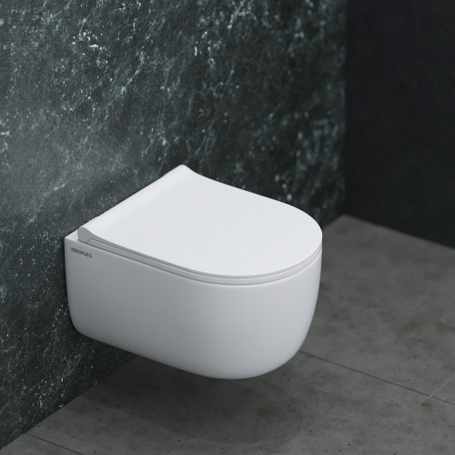 BERGES Унитаз подвесной Ego (безободковый, с сиденьем дюропласт Toma Slim SO, микролифт)